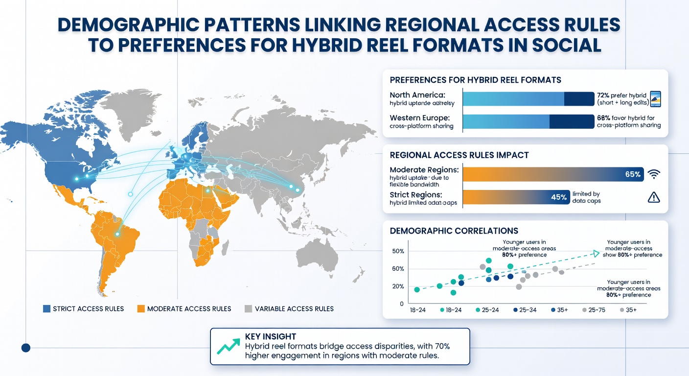 Chart displaying location-based demographics and reel format preferences across social poker user bases
