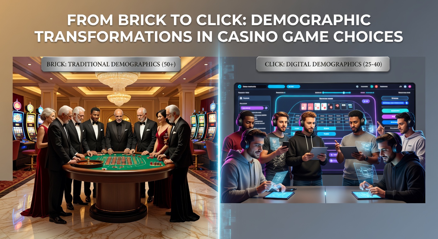 A bustling physical casino floor transitioning to a vibrant online gaming interface on mobile devices, illustrating the brick-to-click shift