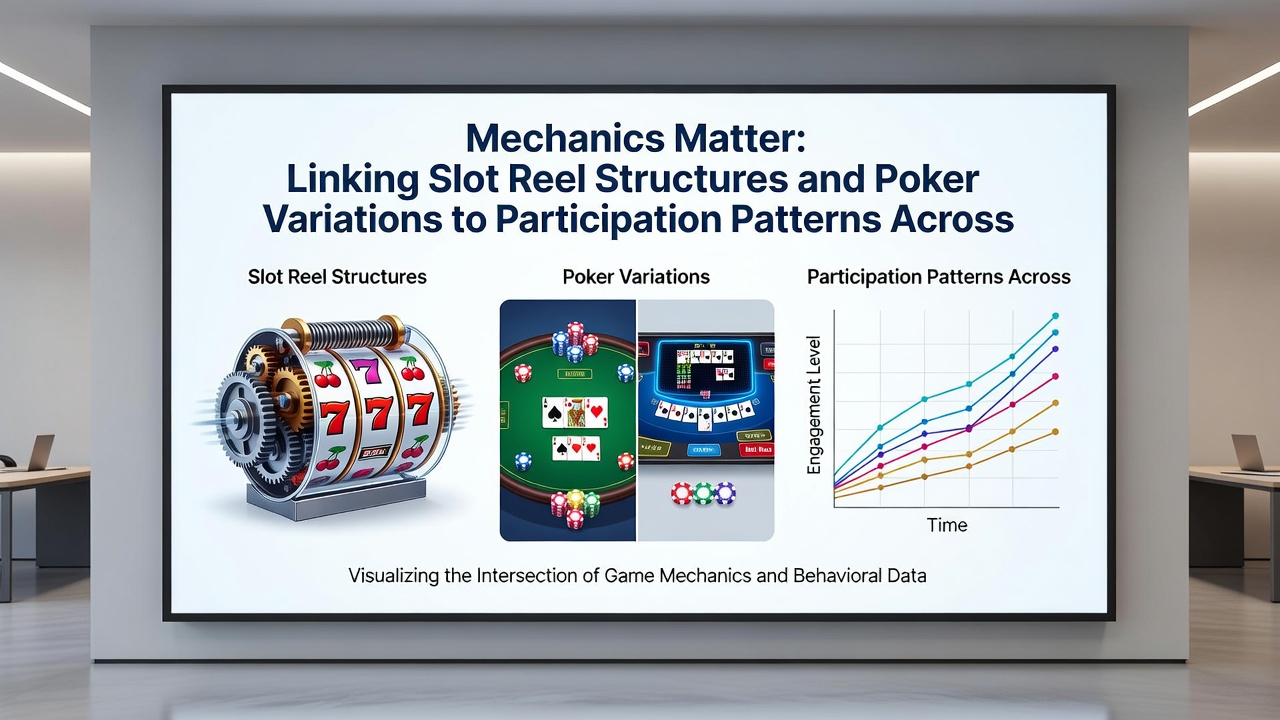 Comparison of various poker game variants displayed on digital tables with player participation heatmaps overlaid
