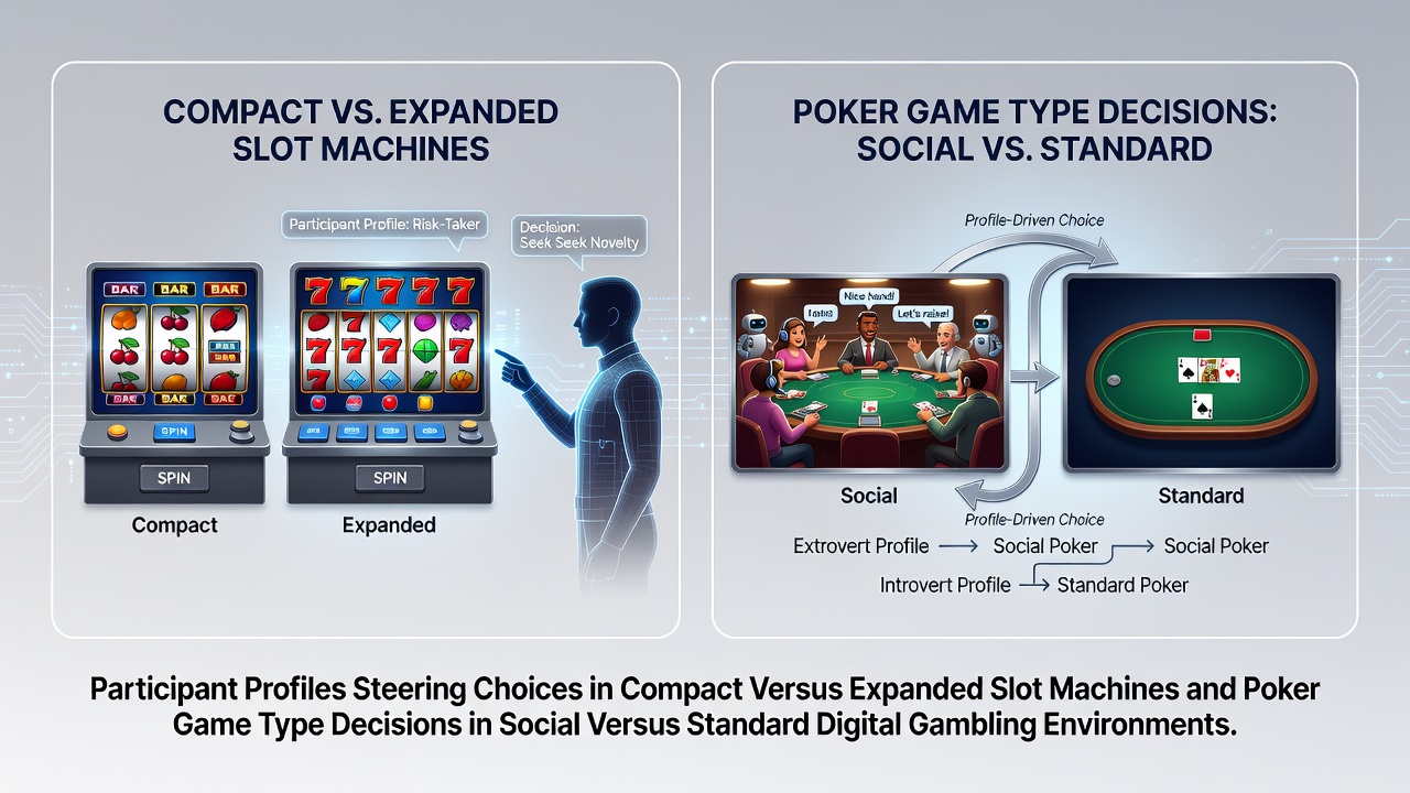 Infographic showing demographic breakdowns of players choosing compact versus expanded slot machines in online environments