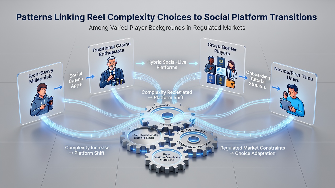 Visual representation of slot reel configurations transitioning to social gaming interfaces across different player groups