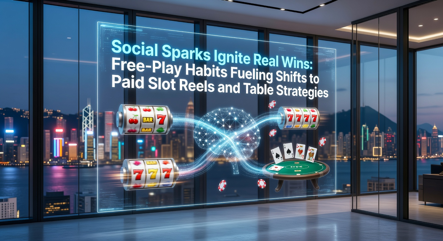 Vibrant casino scene showing players moving from mobile social slots to live dealer tables and real-money reels