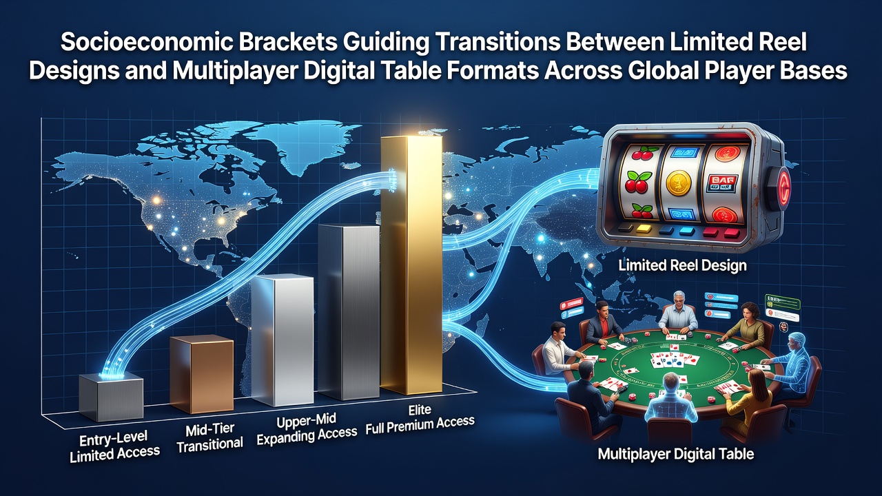 Global players engaging with both classic reel slot machines and digital multiplayer table games in varied socioeconomic settings